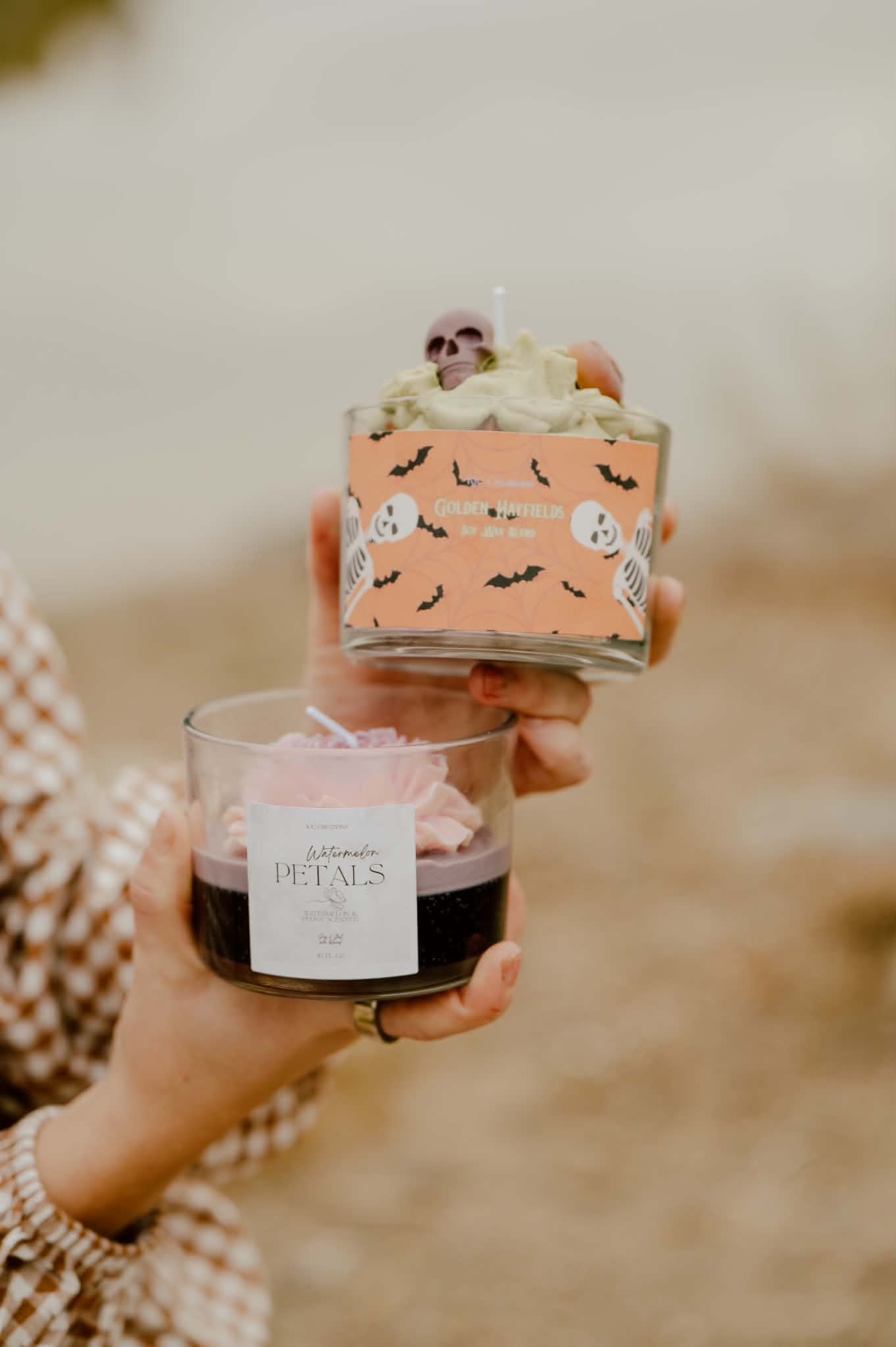 KJC Creations fall scent candles — Golden Hayfields and Watermelon Petals